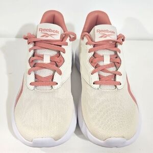 Reebok Energen Lux women's running shoes, in cream and pink.